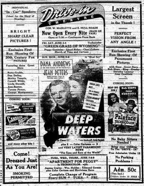 Starlite Drive-In - 1948 Grand Opening Ad